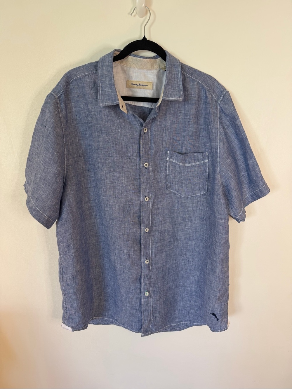 Tommy Bahama Lightweight Blue Linen-Blend Short Sleeve Button-Down XL men’s